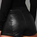 Fallorchid Women's Faux Leather Shorts Sexy Skinny Mini Shorts Hot Pants (Black) S
