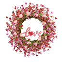Valentines Day Wreath Decor, 22inch Artificial Pink Wreath with Tulip Berry Green Leaf Element, Valentines Wreaths for Front Door Wedding Anniversary Party Candlelight Dinner Decorations