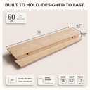 Floating Shelves for Wall - Solid Pine Wood Wall Shelf - Bathroom Shelves - Wall Shelves for Bedroom - Floating Shelf for Wall Mounted Shelves - 24x6.7x1.2 inch - Set of 2 (Natural Color)