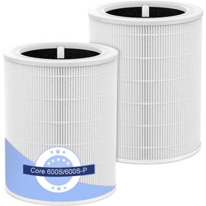 2 Pack Core 600s Replacement Filter Compatible with Levoit Core 600S-P Air Purifier, 3-in-1 True HEPA High-Efficiency Activated Carbon Filter for Home Large Room, Core 600S-RF