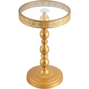 Golden Glass Coffee Table Creative Side Corner Transparent Tabletop, Modern and Simple Coffee Multi-Functional Suitable for Living Room, Small Size