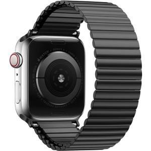 Youther Stainless Steel Stretchable Band Compatible with Apple Watch Band 38mm 40mm 41mm 42mm 44mm 45mm 46mm 49mm, Metal Stainless Steel Loop Replacement Strap for iWatch Series 10 9 8 7 6 5 4 3 2 1 (Black)