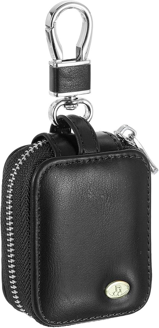 HARFINGTON Earbuds Cases, Earphone Case Holder, PU Leather Ear Buds Case Zipper Organizer Small with Mesh Pocket for USB Cable, Wireless Wired Earphones, Black