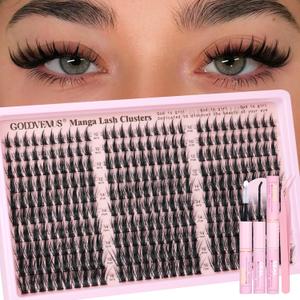 Goddvenus Manga Lash Clusters Kit Natural 300 Pcs Cluster Eyelash Extensions Kit Wispy Fairy Fluffy Eyelash Clusters Anime Cosplay Individual Lash Extensions Kit CC Curve 10-16mm