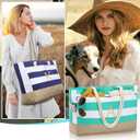 YOOLIFE Large Initial Beach Bag Waterproof Tote Zipper Bag Personalized Gifts for Women Her Birthday Travel Beach Essential