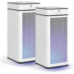 Medify MA-40 UV Light Air Purifier with True HEPA H14 Filter | 1,793 ft Coverage in 1hr for Wildfires Smoke, Odors, Pollen, Pets | Removal to 0.1 Microns | White, 2-Pack