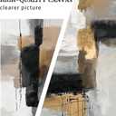 Neutral Abstract Wall Art Set of 3 Framed Canvas Prints, 16x24 Inch Modern Beige Black Abstract Paintings with Gold Accents, Minimalist Wall Decor for Living Room Bedroom Dining Room, Metal Frame Ready to Hang