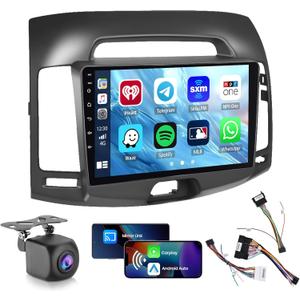 Car Radio for Hyundai Elantra 2007 2008 2009 2010: [2G+64G] 9 inch Car Stereo with Wireless Carplay Android Auto, Touch Screen Upgrade for Elantra with GPS Bluetooth WiFi SWC FM RDS DSP