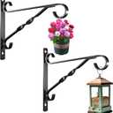Hanging Plant Brackets Outdoor 12" Metal Fence Wall Plant Hanger Hooks for Hanging Flower Baskets Bird Feeders Lanterns Wind Chimes Rust-Resistant Black 1 of pack