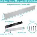 Magnetic Knife Holder for Wall, Knife Magnetic Strip Magnetic Knife Holder for Refrigerator Mount Knife Rack Kitchen Utensil Holder Metal Tool Holder Knife Block Kitchen Organizers Accessories 10 Inch (Gray)