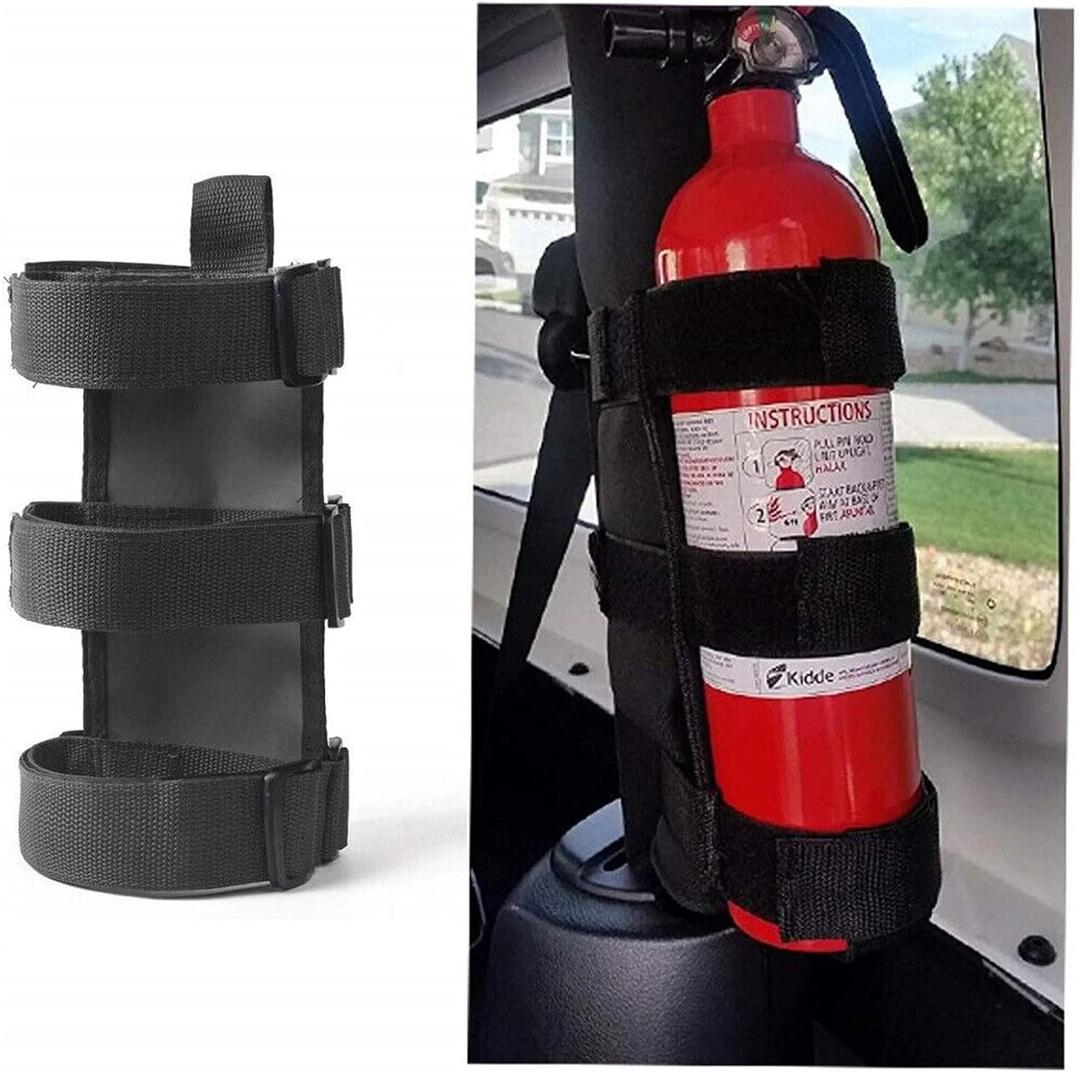 Adjustable Roll Bar Fire Extinguisher Mount Holder 3 lb for Jeep Wrangler Unlimited CJ YJ LJ TJ JK JKU JL JLU 4XE,(Black, Without Pattern)