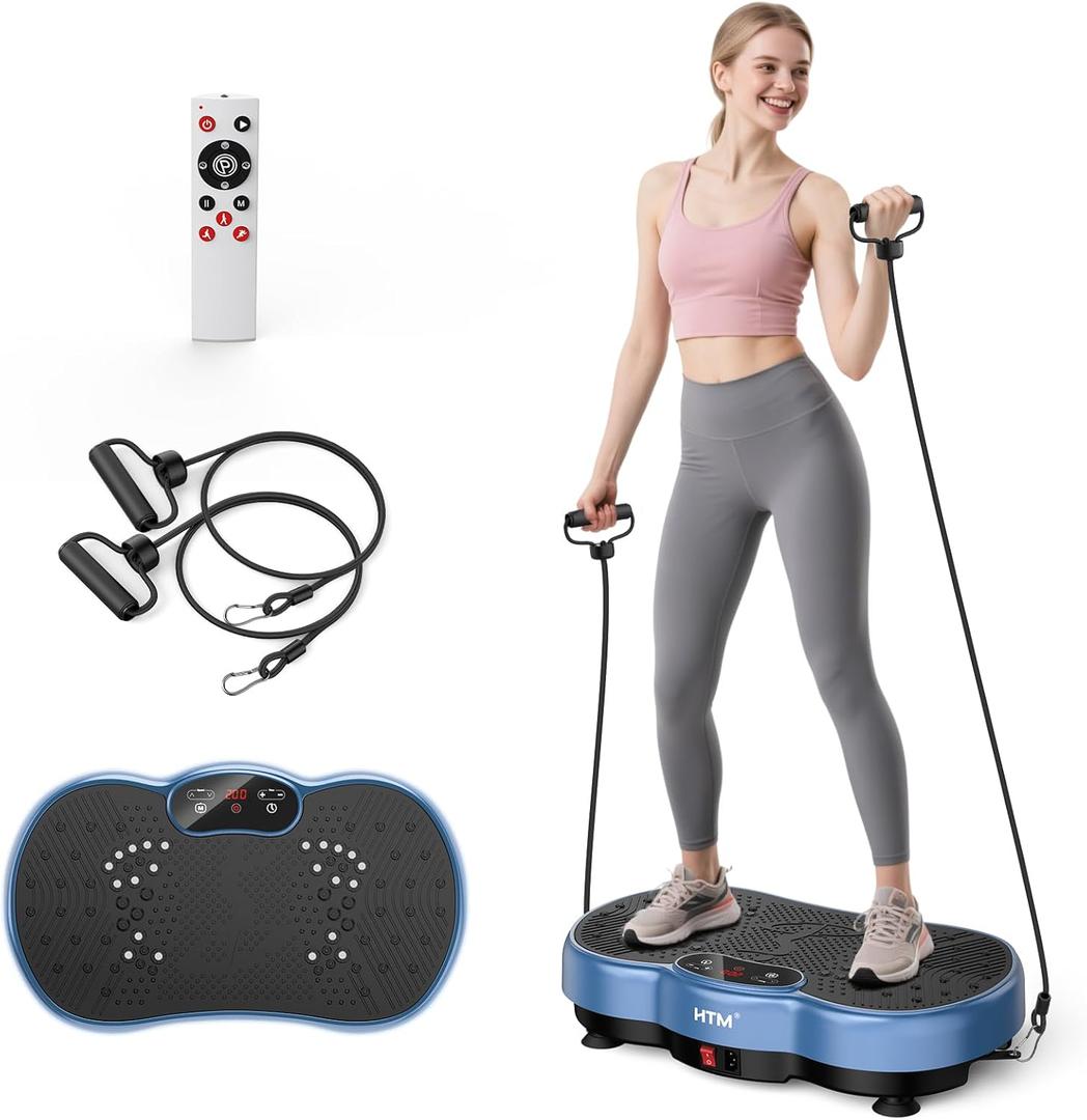 Vibration Plate Exercise Machine - 300 lbs Weight Capacity, 120 Speed Levels, 9 Workout Modes for Home Fitness, Muscle Toning & Weight Loss (Blue)