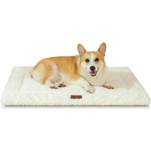 VERABE Fluffy Reversible Dog Bed Mat - Ultra Soft & Machine Washable Dog Crate Pad fit for Metal Kennel, Cozy Sleeping Mat, 35" x 22", Beige