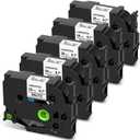 COLORWING TZe-241 18mm Label Tape Replace for Brother Label Maker Tape 18mm 0.7" Laminated White TZ TZe241 3/4 Inch P-Touch Black on White for PT-D400 D410 D460BT D610BT D600 Refill, 5-Pack