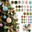 Velvet Christmas Tree Ornaments Balls- 36 Pcs 6 Colors Shatterproof Xmas Ornaments Bulbs Decorations Set- 3 Size Hanging Flocked Decorations Assortment Bulk for Holiday Party Indoor Neutral Home Decor