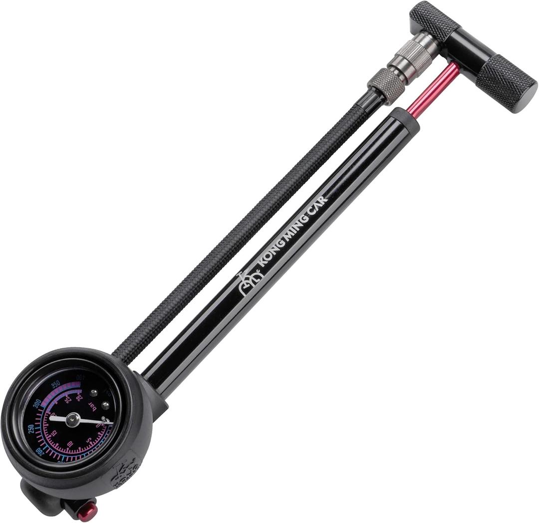 High Pressure Shock Pump - 400 Psi for Front Fork and Rear Bicycle Suspension Air Shocks-Bike Shock Pump with No-Loss Schrader Valve