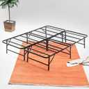 Nutan, 14-Inch Foldable Metal Platform Bed Frame with Tool Free Setup, Sturdy Steel, No Box Spring Needed, Queen, Black