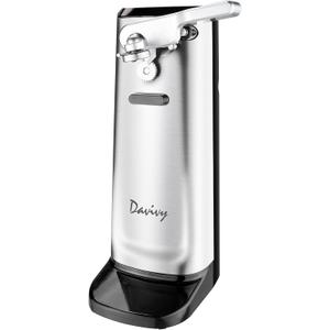 Davivy Can Opener Electric Stainless Steel, Large Tall Can Opener with Knife Sharpener,Stand Up Electric Can Opener for Seniors, Heavy Duty, RED (Black)