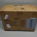 LUE BONA Upholstered Fabric Vanity Bench Seat, Makeup Stools for Vanity, Square Tufted Ottoman Bench with Carved Dark Brown Legs for Bedroom Living Room, Linen Color