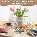 6 Pcs Easter Table Decorations Wooden Bunny Tiered Tray Decor Stand Signs Easter Bunny Tabletop Centerpiece with Rope Farmhouse Rabbit Decorations for Spring Party Home Office(Cute)