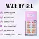 BTArtbox Press On Nails Short - Soft Gel French Tip Press On Nails, Colorful Almond Glue On Nails, Reusable Stick On Nails in 16 Sizes, Neon Rainbow French