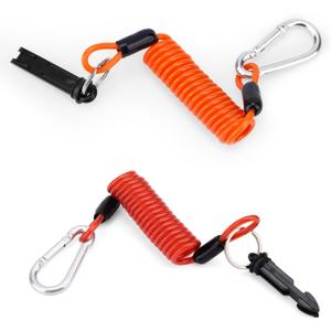 2pcs Trailer Brake Away Cable, 6FT High Rebound Emergency Brake Safety Cables with Pin and Carabiner, Coiled Wire Breakaway Switch for RV Camper Trailer Towing Accessories (Red, Orange)