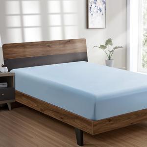 FreshCulture Queen Fitted Sheet - Hotel Quality, Ultra Soft & Breathable Brushed Microfiber, Deep Pocket, Cooling Fitted Sheets for Queen Size Bed (Light Blue)