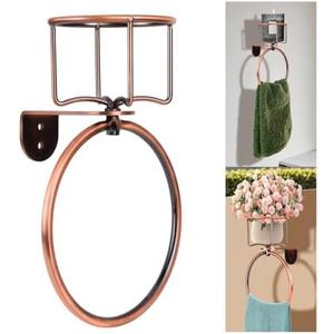 1Pcs Vintage Towel Ring with Candle Holder – Unique Antique Rustic Bathroom Accessories, Towel Holder, Wall-Mounted, Sturdy (Antique)