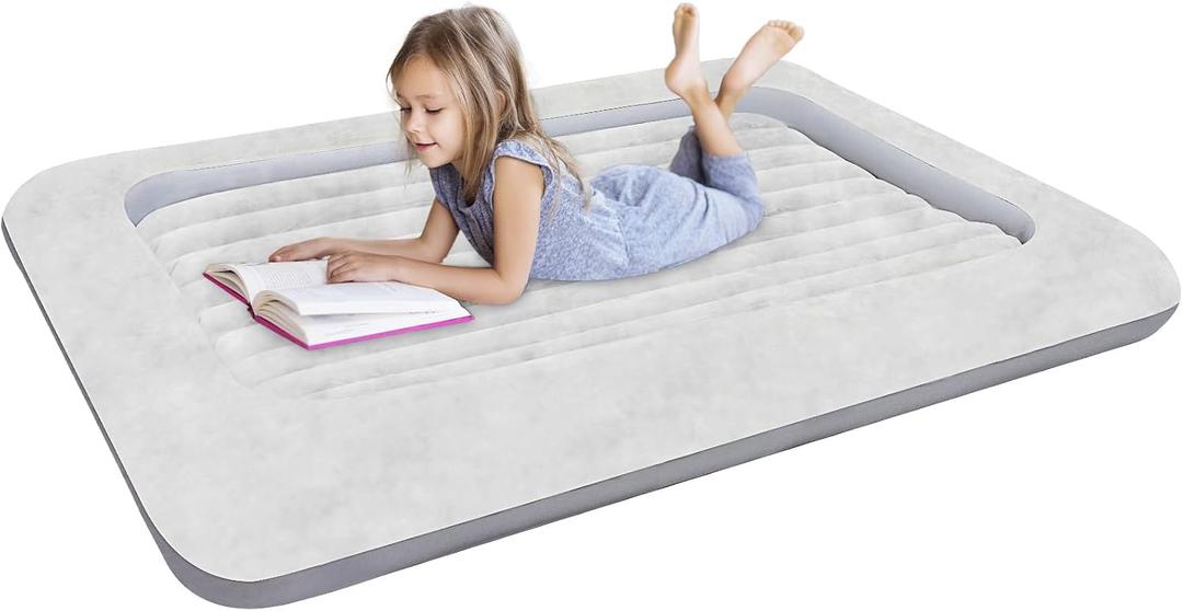 Air Mattress for KidsPortable Fast Kid air Mattress, Portable Toddler Inflatable Travel Bed, Surface with Plush Smooth Comfortable Ideal for Living Room, Room and Outdoor Camping useGray