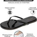 Project Cloud Flip Flops for Women - Memory Foam Flats Summer Sandals for Women 2025 - Vegan Leather Lightweight Womens Sandals Summer Beach Essentials Slides (Black)
