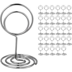 30PCS Table Number Holders Place Card Holder - Photo Holders for Tables, Cards Stand Name Menu Clips, Table Sign Holders for Wedding Anniversary Birthday Party, Silver