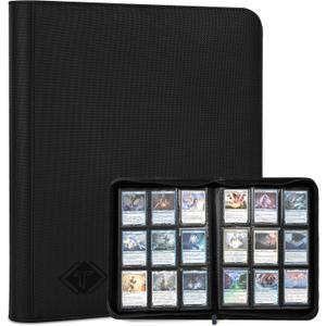 Zip MTG Card Binder with 432 Side Loading Pocket - fits TCG Baseball Football Sports Cards - Easy to Insert Collection Binder - Black