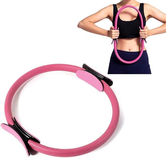 Pilates Ring 15 Inch Magic Circle Ring, Dual Padded Handles Pilates Rings Circle, Adjustable Yoga Ring