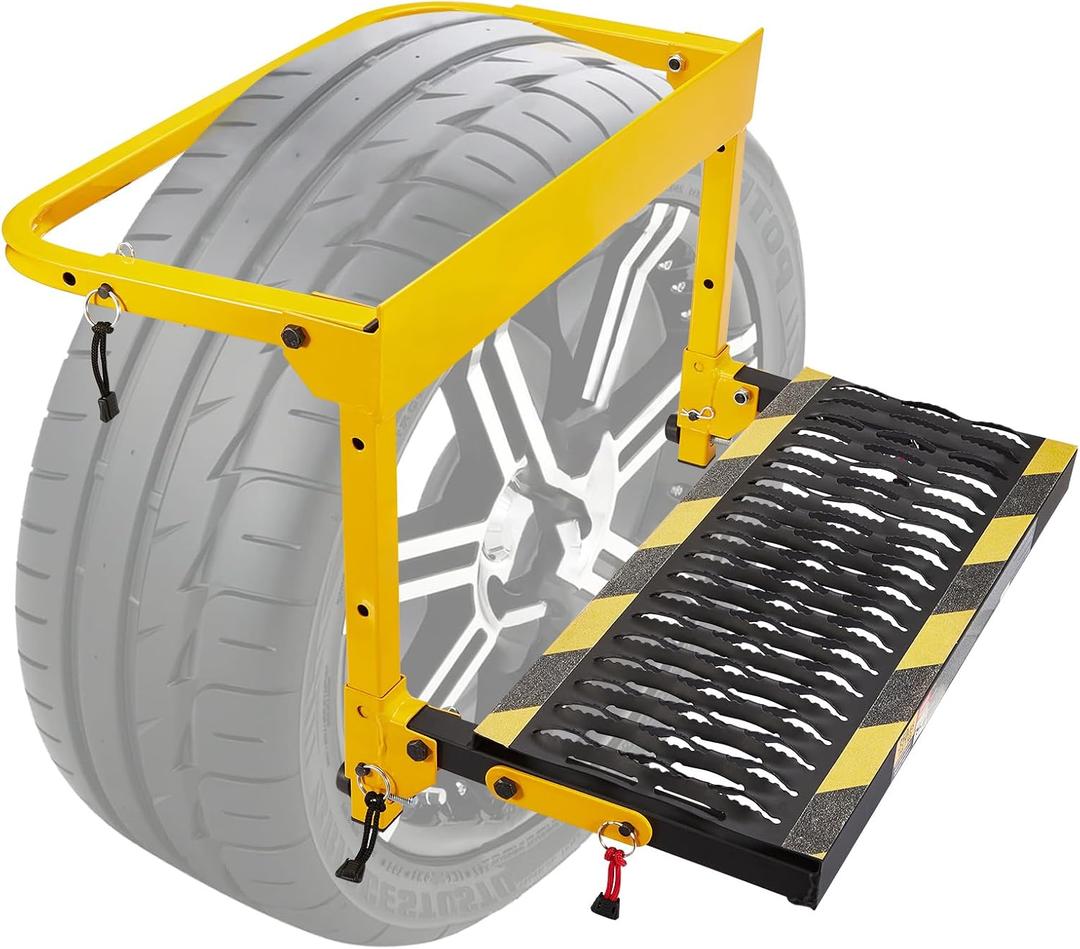 Tire Step for Truck Upgraded, SUV and RV Adjustable Folding Heavy Duty Wheel Step, Non-Slip Steel Surface, Max 350 Pounds