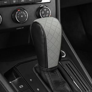 Leather Car Gear Shift Knob Cover, Upgraded Anti-Slip Design Stick Shift Knob Cover, Universal Durable Car Decorative Accessories Shifter Stick Protector Suitable for Cars,Trucks,SUVs (Dark Gy)