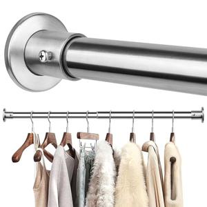 Closet Rods For Hanging Clothes, 17-28 Inch Adjustable Closet Rod, Stainless Steel Heavy Duty Closet Hanging Rod-Silver