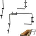 2 x 2 Pack Metal Adjustable Brackets for Window Boxes Heavy Duty Iron Bracket for Deck Railing Planters Box - Grey (Gray)