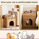 Cat Litter Box Enclosure Furniture, Hidden Litter Box Cat House with Litter Mat, Dog Proof Handwoven Rattan Indoor Cat House for Odor Control & Privacy, Stylish Cat Furniture for Living Room & Bedroom
