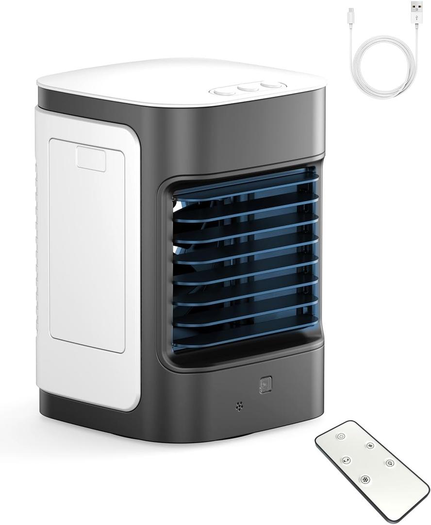 Portable Air Conditioners, Personal Air Conditioner for room, Portable AC Unit Swamp Cooler with 100 Oscillation, USB Powered Mini Air Conditioner for Tent Camping Bedroom,Black