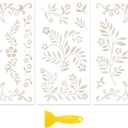 Peacoblue Rub on Transfer Decal Sticker for Furniture Craft Decor 6"x12" White Leaves and Small Flowers, 3Pcs Waterproof UV DTF Transfer for Drawer Dresser Glass Porcelain Wood Plastic Window