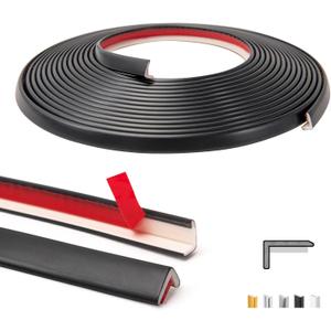 Art3d 20ft Outside Vinyl Corner Trim Peel and Stick for Tile and Wall Edges, Furniture Decoration Black