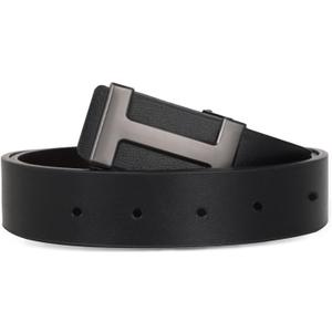 Aurolran Men&Womens Leather Dress Belt Business Automatic Buckle Belt Color-Black Silver Gold (47 inches Length Adjustable)