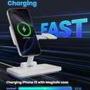 MagSafe 3 in 1 Wireless Charging Station: JoyGeek Portable Foldable Stand for iPhone 17 16 15 14 13 Pro Max Plus, Apple Watch, AirPods Pro (White)