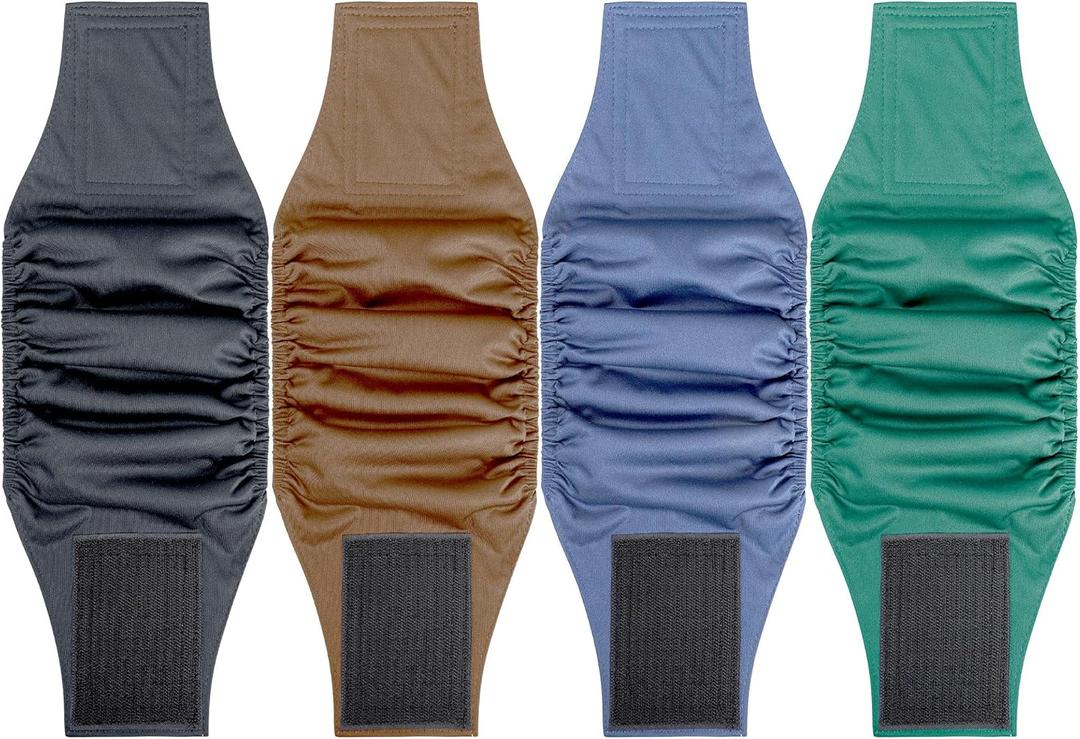 Reusable Dog Diapers Male 4Pack,Leakproof Pet Soft Dog Belly Band Wraps,High Absorbency Male Dog Diaper,Wider Washable Belly Band for Doggy Incontinence and Puppy Training L (L(Waist 18"-21"))