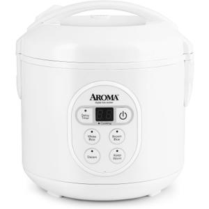 Aroma Housewares 8-Cup (Cooked) (4-Cup UNCOOKED) Digital Rice Cooker and Food Steamer (ARC-914D),White