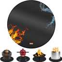 Round Fire Pit Mat for Under Fire Pit,Double-Sided Fireproof Silicone Fiberglass Firepit Matt Pad Protector for Deck,Patio,Grass (48Inch-Double Thickness)