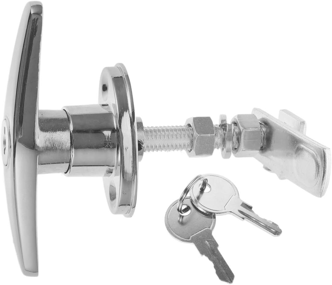 Mikikit Handle Lock with 2 Keys for Toolbox File Cabinet and Storage Cabinet Replacement Zinc Alloy Door Lock 3.81X3.66X1.37In