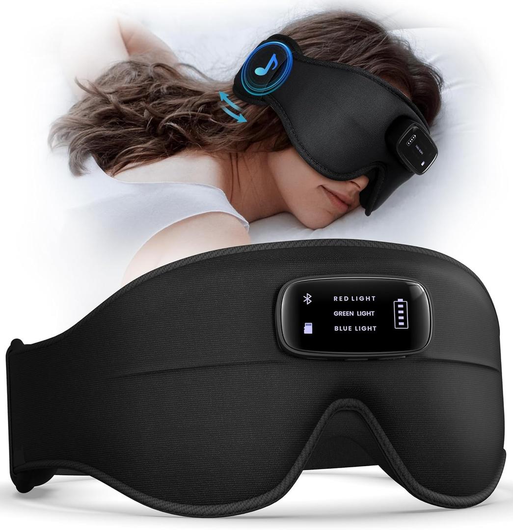 Sleep Mask with Headphones Bluetooth 5.4-3D Zero-Pressure Design AHUIARGY Adjustable Sleep Headphones 100% Light Blocking Sleep Headphones with White Noise Sounds ComfortableRaven
