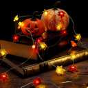 BlcTec Fall Decorations for Home 12.8FT 40 LED Maple Leaves Fall String Lights, Battery Operated Thanksgiving Fairy Lights with Timer for Indoor Outdoor Thanksgiving Autumn Harvest Fall Decor