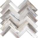 Yipscazo 10 Sheets Wood Grain Herringbone Peel and Stick Backsplash for Kitchen Walls,Heat Resistant Stick on Backsplash PVC Tiles,Waterproof Peel and Stick Tile for Bathroom&Shower